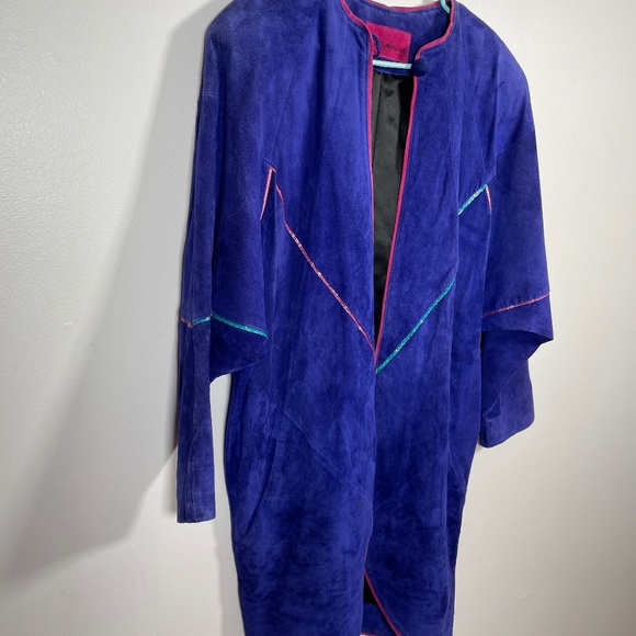 VTG Mary Hoffman Electric Blue Leather Coat Handmade Custom One of Kind - Picture 16 of 16